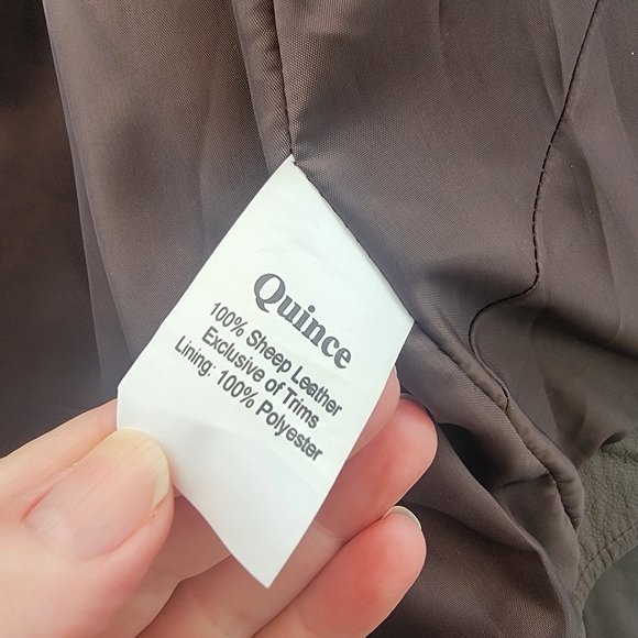 Quince Mocha Brown Leather Moto Biker Jacket Size Large Timeless Minimalist - Picture 4 of 16